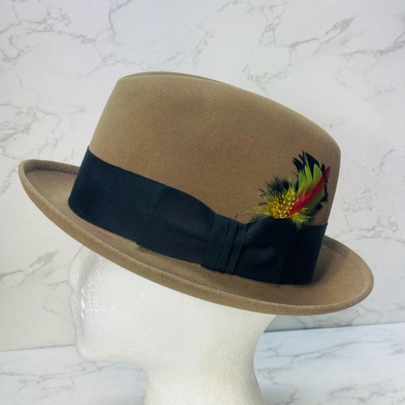Vintage Brooks Brothers Fedora Hat Size 7 Felt Feather Band - Picture 3 of 11